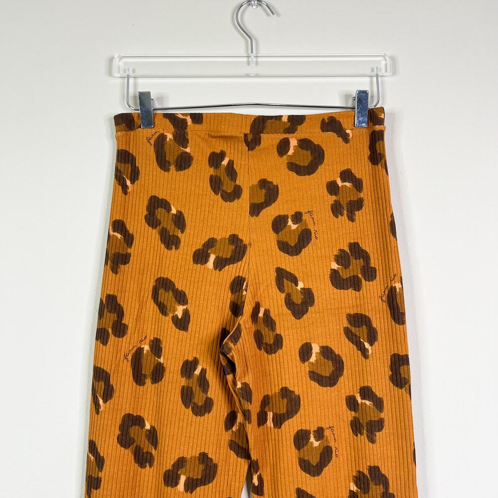 FARM Rio | Leopard Cheetah Print Ribbed Pull On Flare Lounge Pants Large L - Picture 7 of 10